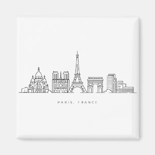 Minimalist Paris France Skyline Line Art Magnet