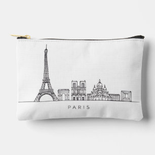 Minimalist Paris Skyline Line Art Accessory Pouch