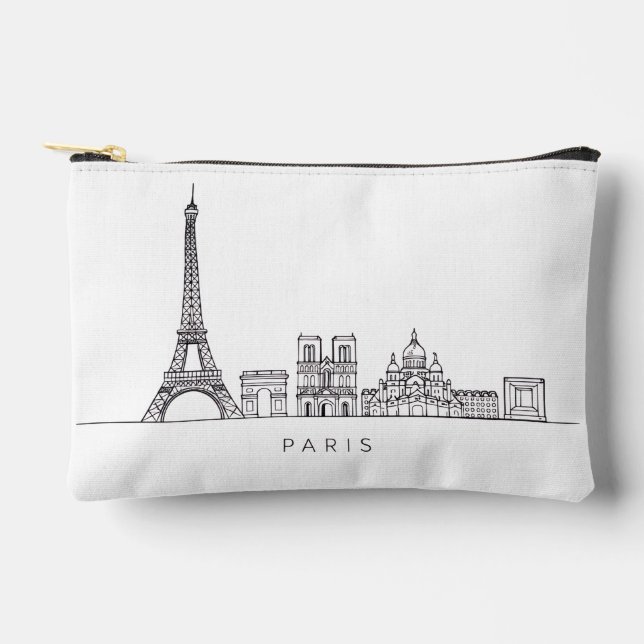 Minimalist Paris Skyline Line Art Accessory Pouch (Front)