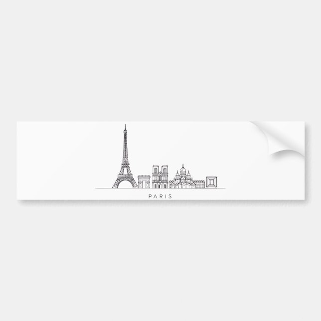 Minimalist Paris Skyline Line Art Bumper Sticker (Front)
