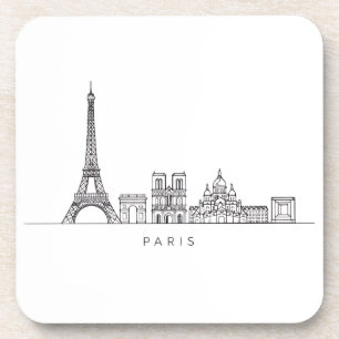 Minimalist Paris Skyline Line Art Coaster