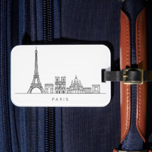 Minimalist Paris Skyline Line Art Luggage Tag