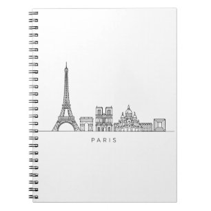 Minimalist Paris Skyline Line Art Notebook