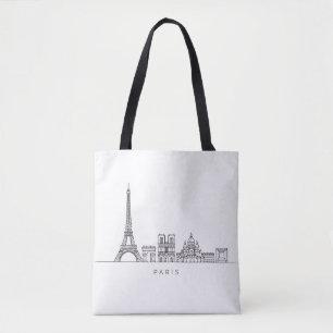 Minimalist Paris Skyline Line Art Tote Bag