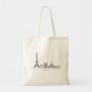 Minimalist Paris Skyline Line Art Tote Bag