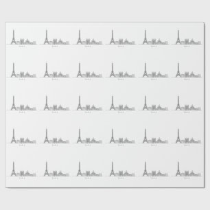 Minimalist Paris Skyline Line Art Wrapping Paper