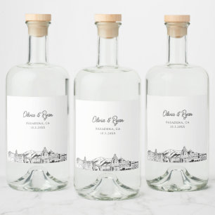 Minimalist Pasadena Wedding Custom Liquor Bottle Label