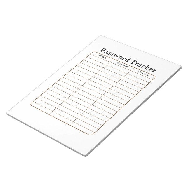 Minimalist Password Tracker Notepad (Angled)
