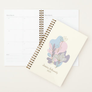 Minimalist Pastel Abstract Floral Art Personalised Planner