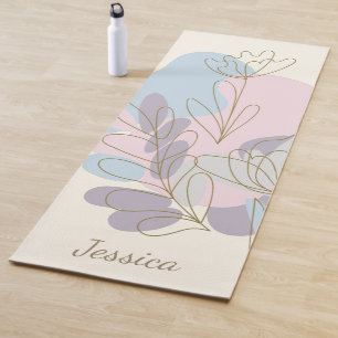 Minimalist Pastel Abstract Floral Art Personalised Yoga Mat