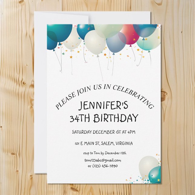 Minimalist Pastel Balloons Birthday Party Invitation (Creator Uploaded)