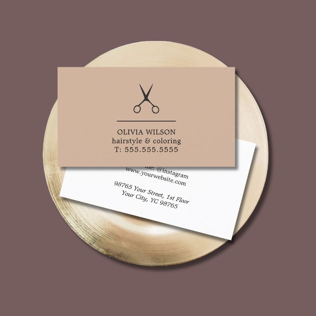 Minimalist Pastel Black Scissors Hair Salon Business Card (Creator Uploaded)