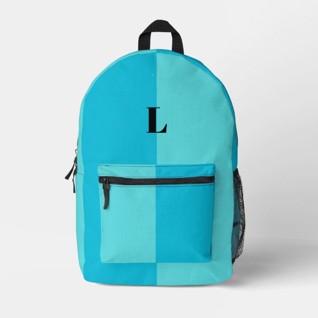 Minimalist Pastel Blue Custom Name Backpack (Front)