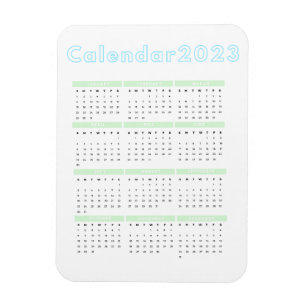 Minimalist Pastel Blue Green 2023 Magnet Calendar