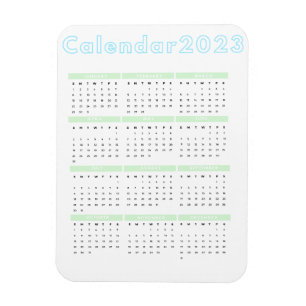 Minimalist Pastel Blue Green 2023 Magnet Calendar