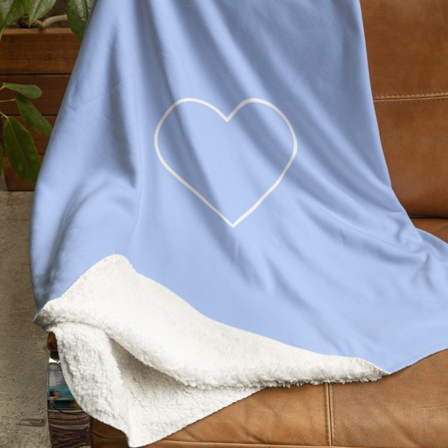 Minimalist Pastel Blue Heart | Soft Modern Sherpa Blanket (Creator Uploaded)