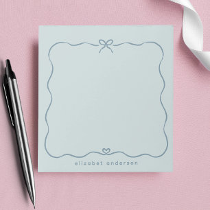 Minimalist Pastel Cute Bow Monogram Name  Notepad