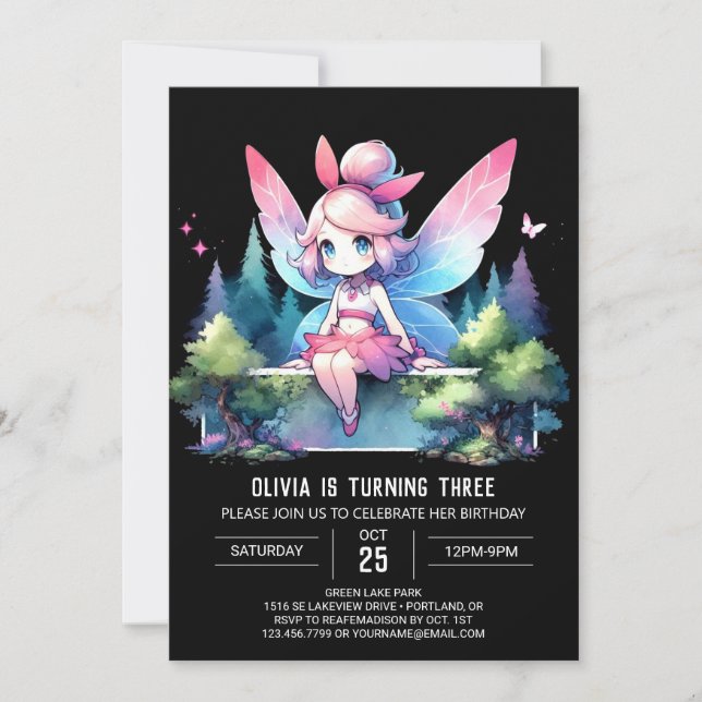 Minimalist Pastel Fairy Birthday Invitation (Front)