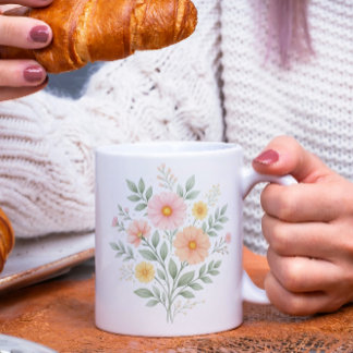 Minimalist Pastel Floral Bouquet Coffee Mug