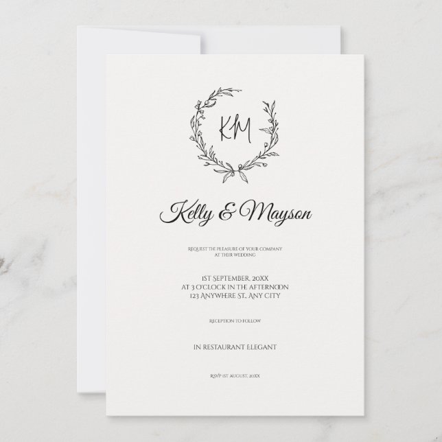 Minimalist Pastel Floral Wedding Invitation (Front)