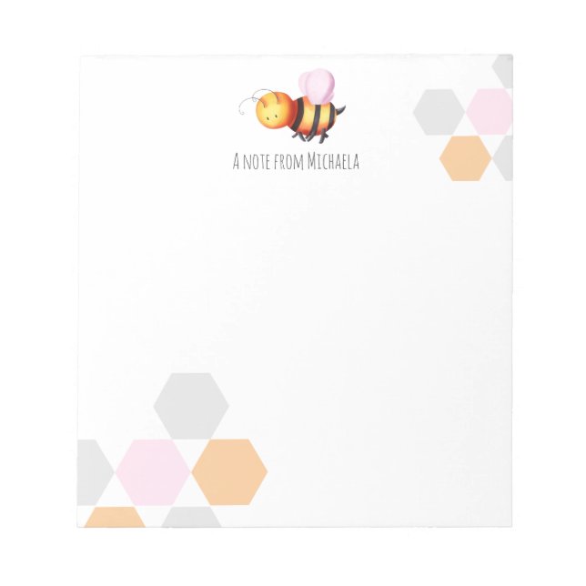 Minimalist Pastel Honey Bee Personalised Notepad (Front)