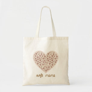 Minimalist Pastel Leopard Heart Custom Soft Mama Tote Bag