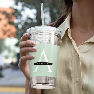 Minimalist Pastel Mint Personalised Name Acrylic Tumbler
