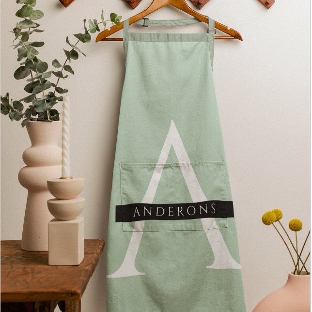 Minimalist Pastel Mint Personalised Name Apron (Creator Uploaded)