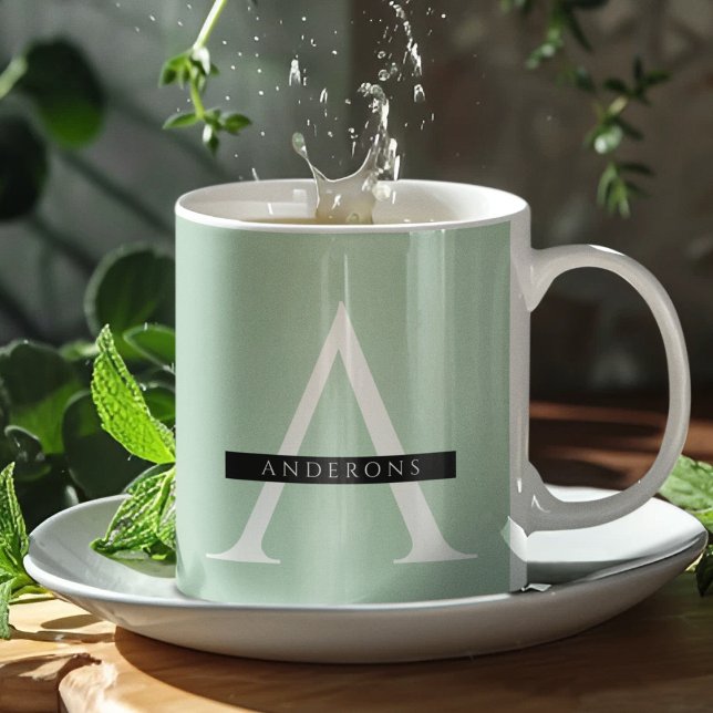 Minimalist Pastel Mint Personalised Name Coffee Mug (Creator Uploaded)