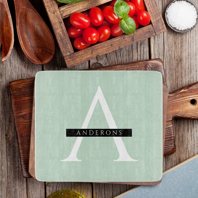 Minimalist Pastel Mint Personalised Name Cutting Board (Creator Uploaded)