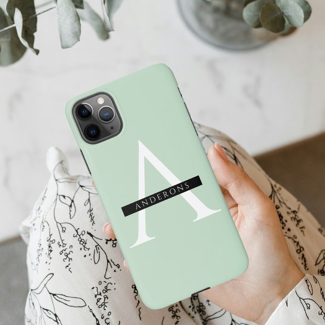 Minimalist Pastel Mint Personalised Name iPhone Case (Creator Uploaded)