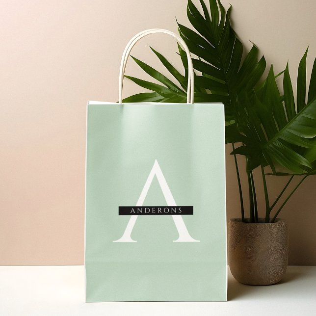 Minimalist Pastel Mint Personalised Name Large Gift Bag (Creator Uploaded)