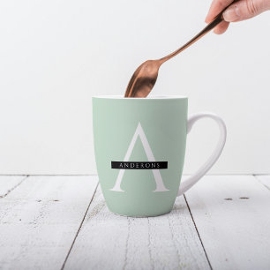 Minimalist Pastel Mint Personalised Name Latte Mug