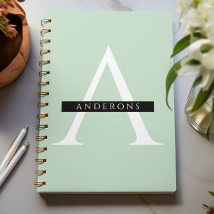 Minimalist Pastel Mint Personalised Name Notebook