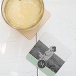 Minimalist Pastel Mint Personalised Name & Photo Coaster<br><div class="desc">Minimalist Pastel Mint Personalised Name & Photo</div>