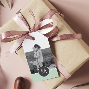 Minimalist Pastel Mint Personalised Name & Photo Gift Tags