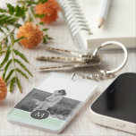 Minimalist Pastel Mint Personalised Name & Photo Key Ring<br><div class="desc">Minimalist Pastel Mint Personalised Name & Photo</div>