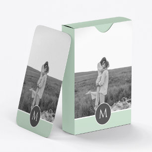 Minimalist Pastel Mint Personalised Name & Photo Playing Cards