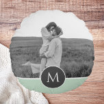Minimalist Pastel Mint Personalised Name & Photo Round Cushion<br><div class="desc">Minimalist Pastel Mint Personalised Name & Photo</div>