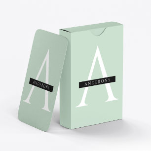 Minimalist Pastel Mint Personalised Name Playing Cards
