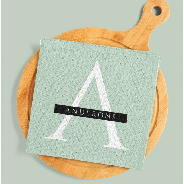 Minimalist Pastel Mint Personalised Name Tea Towel (Creator Uploaded)