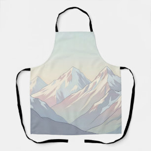 Minimalist Pastel Mountain Range Landscape Apron