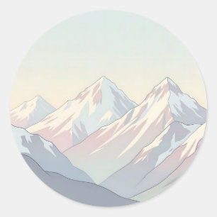 Minimalist Pastel Mountain Range Landscape Classic Round Sticker