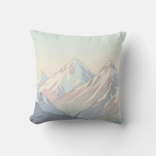Minimalist Pastel Mountain Range Landscape Cushion
