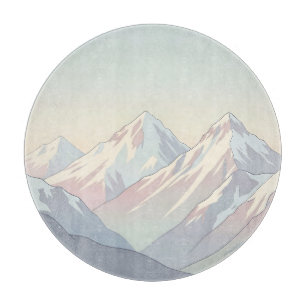 Minimalist Pastel Mountain Range Landscape Cutting Board