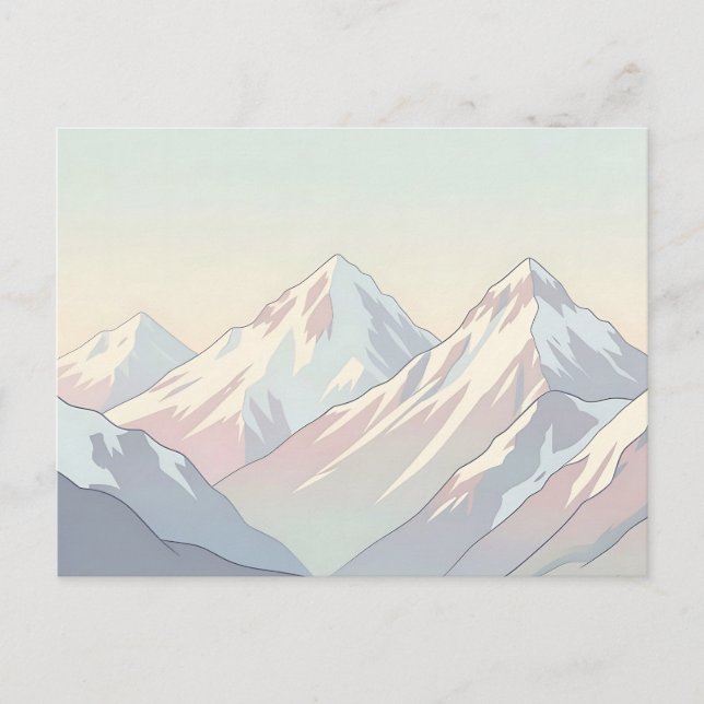 Minimalist Pastel Mountain Range Landscape Postcard (Front)
