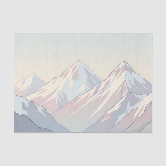 Minimalist Pastel Mountain Range Landscape Tissue Paper (Front)