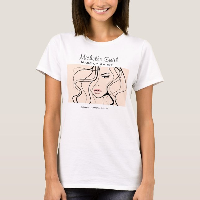 Minimalist Pastel Peach Elegant Feminine Makeup T-Shirt (Front)