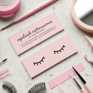 Minimalist pastel pink cute eyelashes illustration mini business card