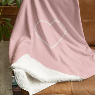 Minimalist Pastel Pink Heart    Cosy  Sherpa Blanket